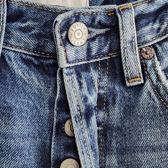 High Rise Straight Boyish Jeans 25 Blue Model Off-Duty NWT - Picture 4 of 8